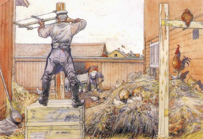 Carl Larsson The Manure Pile Norge oil painting art